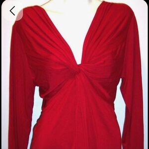 Stylish Twist Front Draped Top Red Boston Proper Medium